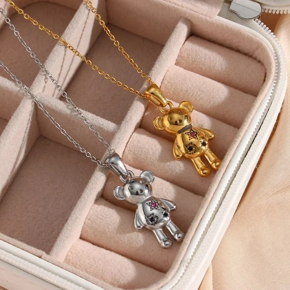 NEW 18K GOLD CUTE BEAR PENDANT NECKLACE, NICE NECKLACE, CUTE NECKLACE - Picture 3 of 5